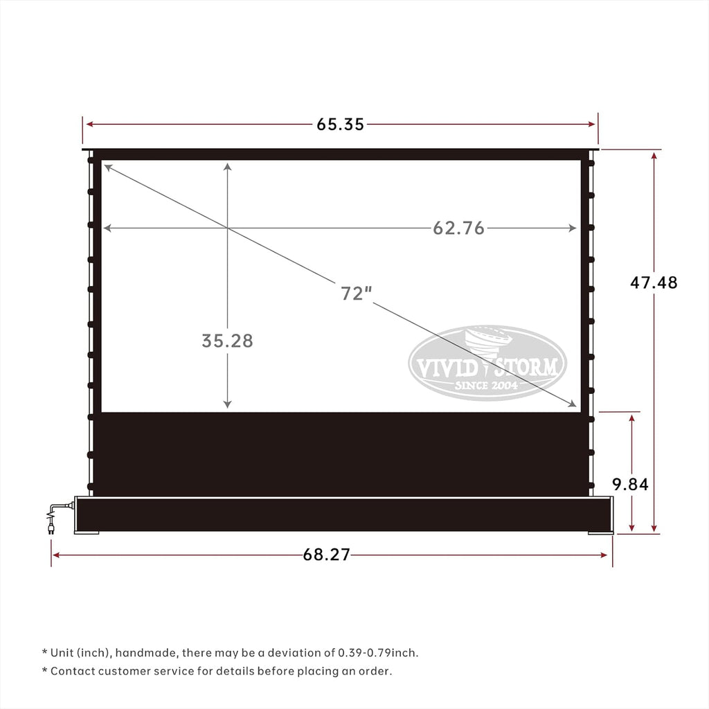 VIVIDSTORM-Projector Screen S 72 inch Portable Folding Stand Indoor Tension Floor Screen 4k HD White Cinema, 4K/3D/UHD Gaming/Home Cinema,Compatible with Normally Projector,VSDSTW72H