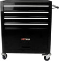 Campfun 4-Drawer Rolling Tool Cart, Metal Tool Storage Organizer Cabinet with Interlock System and Wheels, Multifunctional Mechanic Tool Chest for Garage, Warehouse, Workshop Repair Shop, Black
