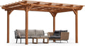 2 x 10 FT Outdoor Wood Pergola, Wooden Grape Pergola for Climbing Plant Support for Garden, Patio, Backyard, Deck, Brown