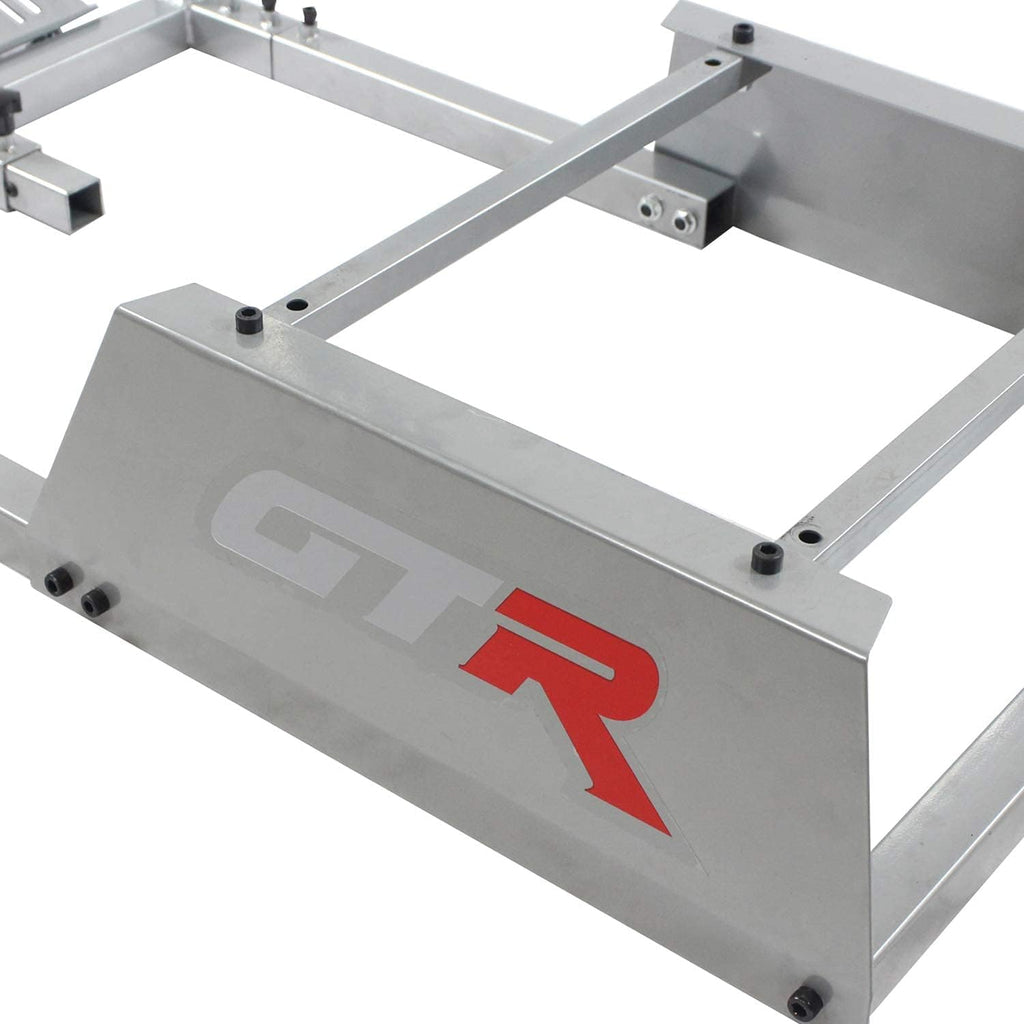 GTR Simulator GTA Model Silver Frame with Adjustable Black Leatherette Racing Seat Racing Driving Gaming Simulator Cockpit Chair