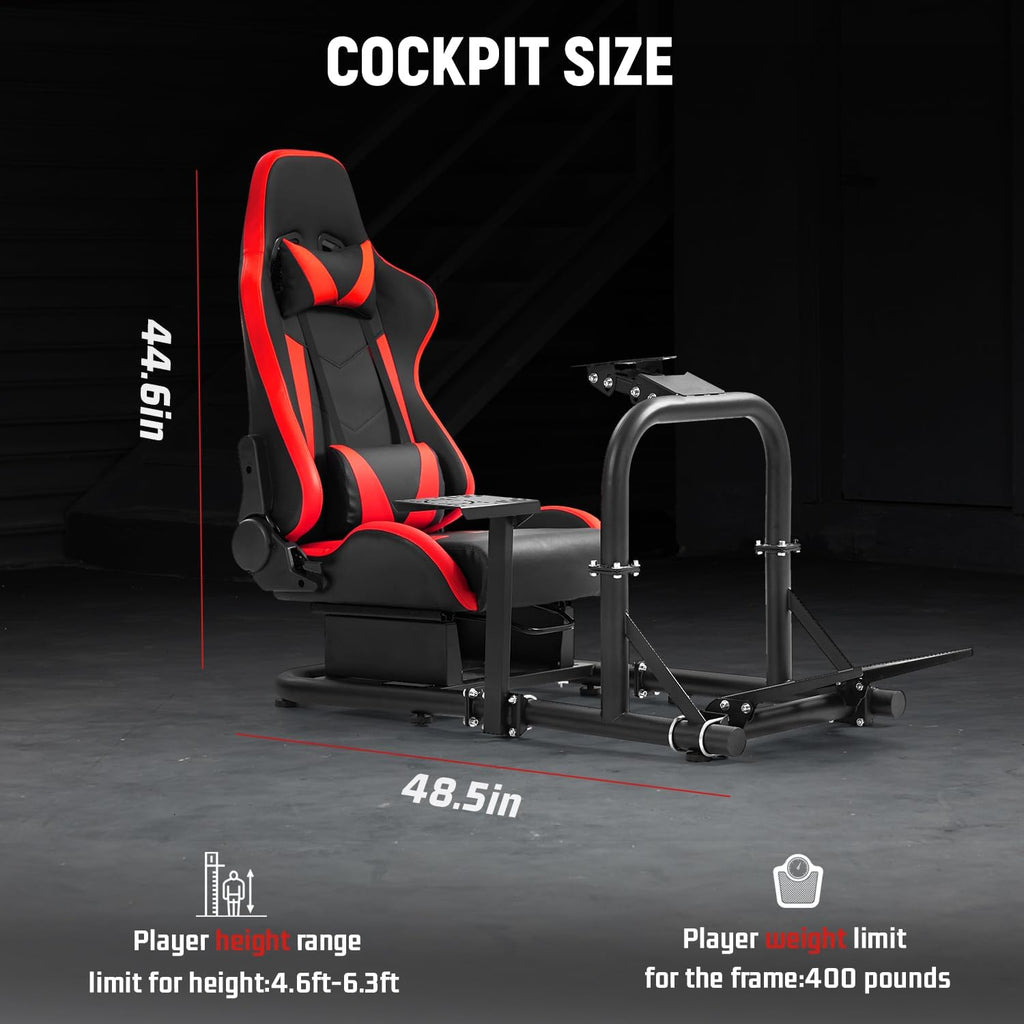 Dardoo G29 Racing Simulator Cockpit with Seat Compatible with Logitech/Thrustmaster/Fanatec G920 G923,Playstation PC platforms,Gaming Wheel Stand,Not Included Wheel,Pedal and Handbrake