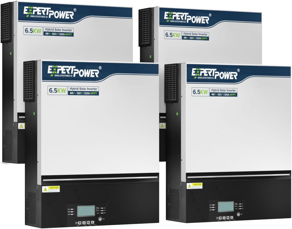 4 Pack ExpertPower 6500W 48V - 120V Hybrid Solar Inverter | 120A MPPT Solar Controller | 120V / 240V Split Phase (2 Units) | Max. 39KW Parallel | UL1741 | Built-in WiFi | Home, Cabin, Off-Grid Solar