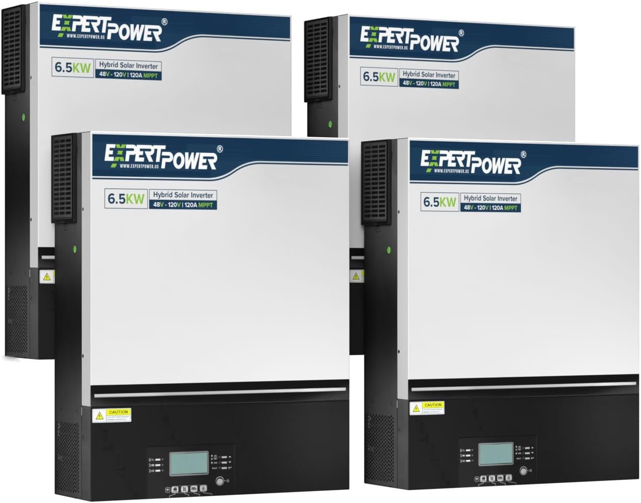 4 Pack ExpertPower 6500W 48V - 120V Hybrid Solar Inverter | 120A MPPT Solar Controller | 120V / 240V Split Phase (2 Units) | Max. 39KW Parallel | UL1741 | Built-in WiFi | Home, Cabin, Off-Grid Solar