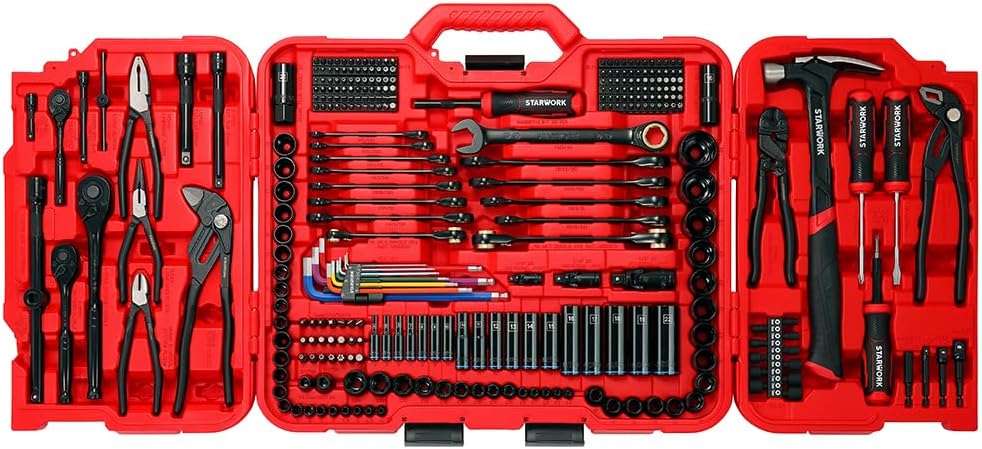 STARWORK TRUE MECHANIC 306-Piece Mechanics Tool Set and Socket Set, Comprehensive Tool Kit, Automotive Repair Tool Set, 【Pliers Wrench】, Professional