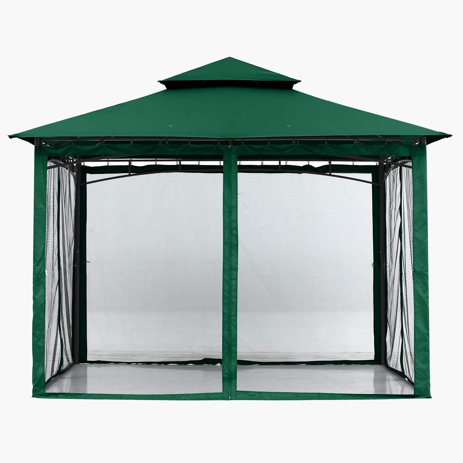 ABCCANOPY Gazebos for Patios 10x10 - Outdoor Steel Frame Gazebo with Mosquito Netting for Lawn Backyard Garden Deck (Forest Green)