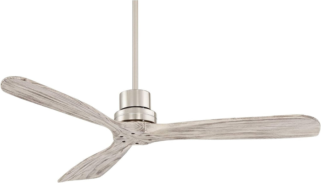 Casa Vieja 52' Delta-Wing DC Modern 3 Blade Indoor Ceiling Fan with Remote Brushed Nickel Silver Gray Solid Wood Damp Rated for Patio Exterior House Home Porch Gazebo Garage Barn - 24' Downrod