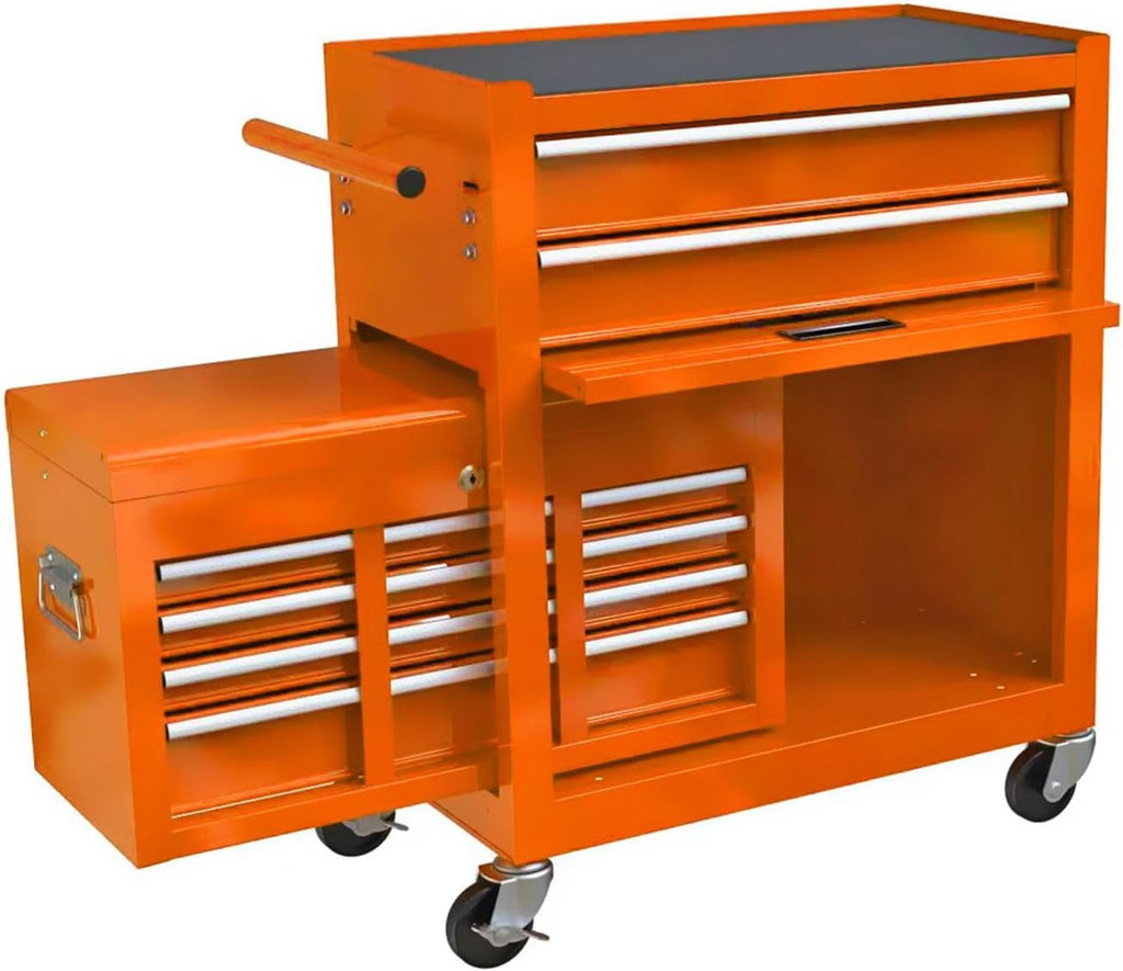 Rolling Tool Chest, 8 Drawers Rolling Tool Chest with Wheels, Portable Rolling Tool Box On Wheels, High Capacity Tool Chest Organizer for Garage, Workshop, Home Crafts Use Orange Color