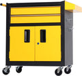 Tool Chest Heavy Duty Cart Steel Rolling Tool Box with Lockable Doors (TZ12 Black Yellow)