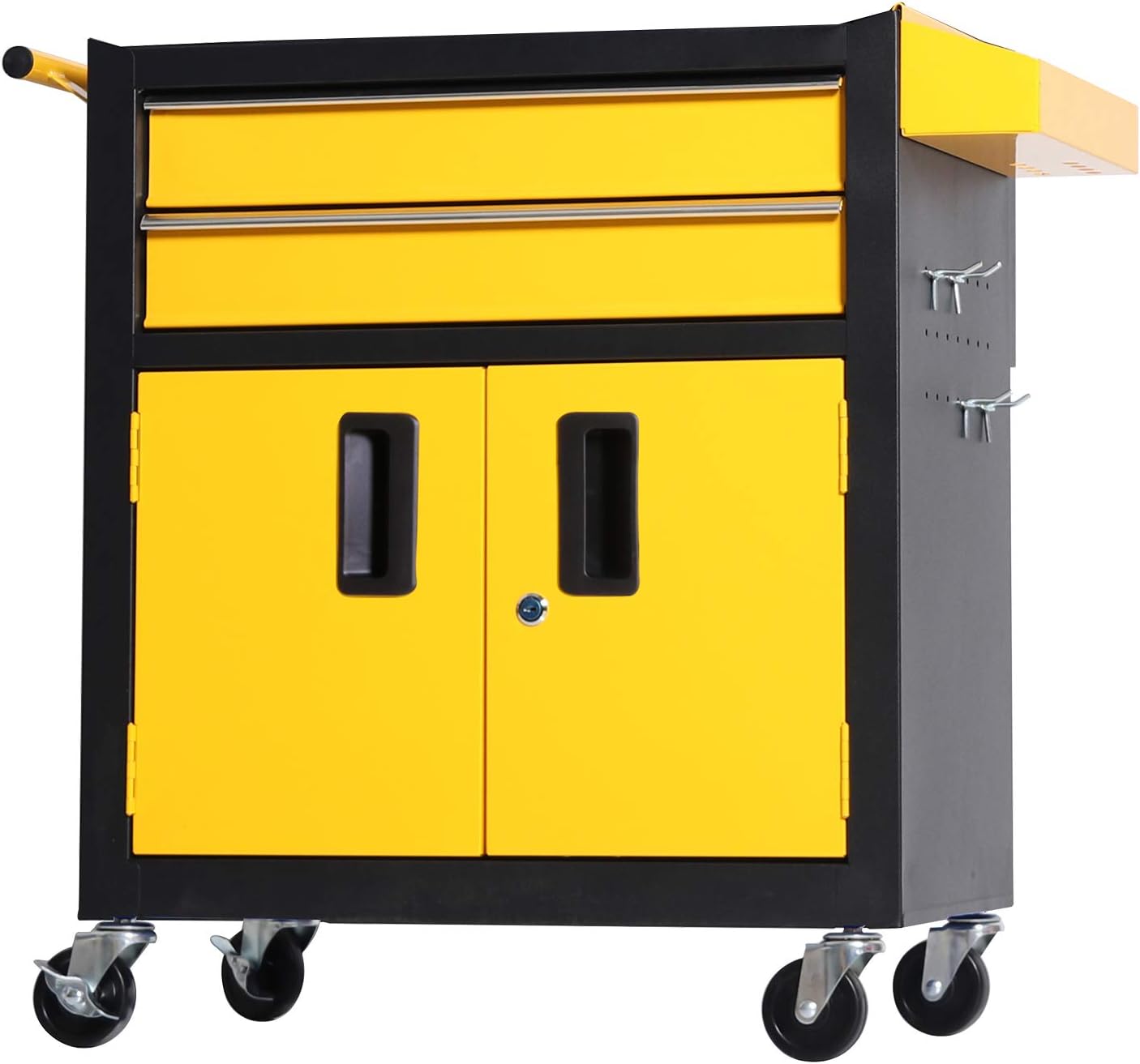 Tool Chest Heavy Duty Cart Steel Rolling Tool Box with Lockable Doors (TZ12 Black Yellow)