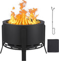 Garvee 26 in Smokeless Fire Pit with Ash Tray Base, Smokeless Outdoor Fire Pits with Adjustable Foot&Fire Poker,Firepit with Dust Bag, Outdoor Firepits for BBQ, Bonfire, Camping