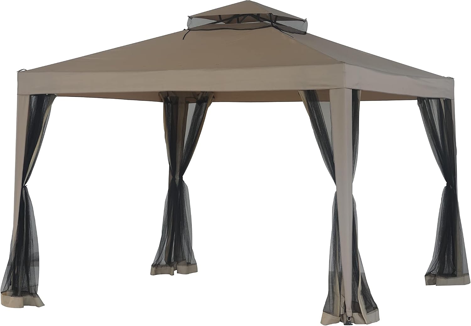 Sunjoy L-gz098pst-1b Double Roof Weist Gazebo With Mosquito Net, 10' X 10'