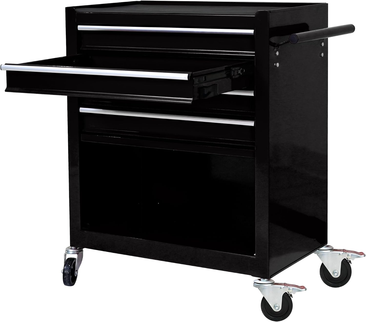 4 Drawers Tool Cart on Wheels, 4 Drawer Rolling Tool Chest, Trolley Organizer Tool Box Tool Case with 1 Cabinet, Multifunctional Tools Case for Garage,Warehouse,Workshop,Repair Shop (Black)