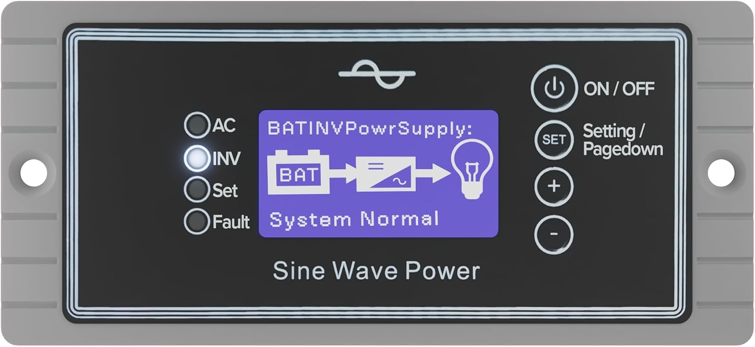 ExpertPower 3000W Pure Sine Wave Inverter Charger | Peak 9000W | DC 12V - AC 110V | LifePO4/ Lithium Battery Compatible | Auto Transfer Switch | External Display