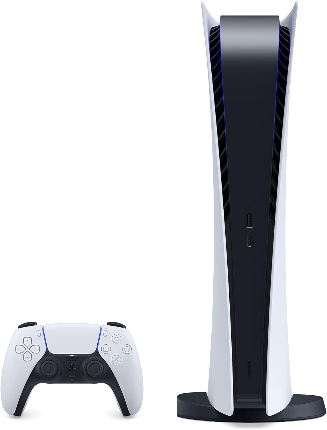 Sony PS5 PlayStation 5 Digital Edition Gaming Console + 1 Wireless Controller - 16GB GDDR6 Memory, 825GB SSD Storage, WiFi 6, Bluetooth 5.1 - iPuzzle 32GB Green USB Flash Drive + USB Extension Cable