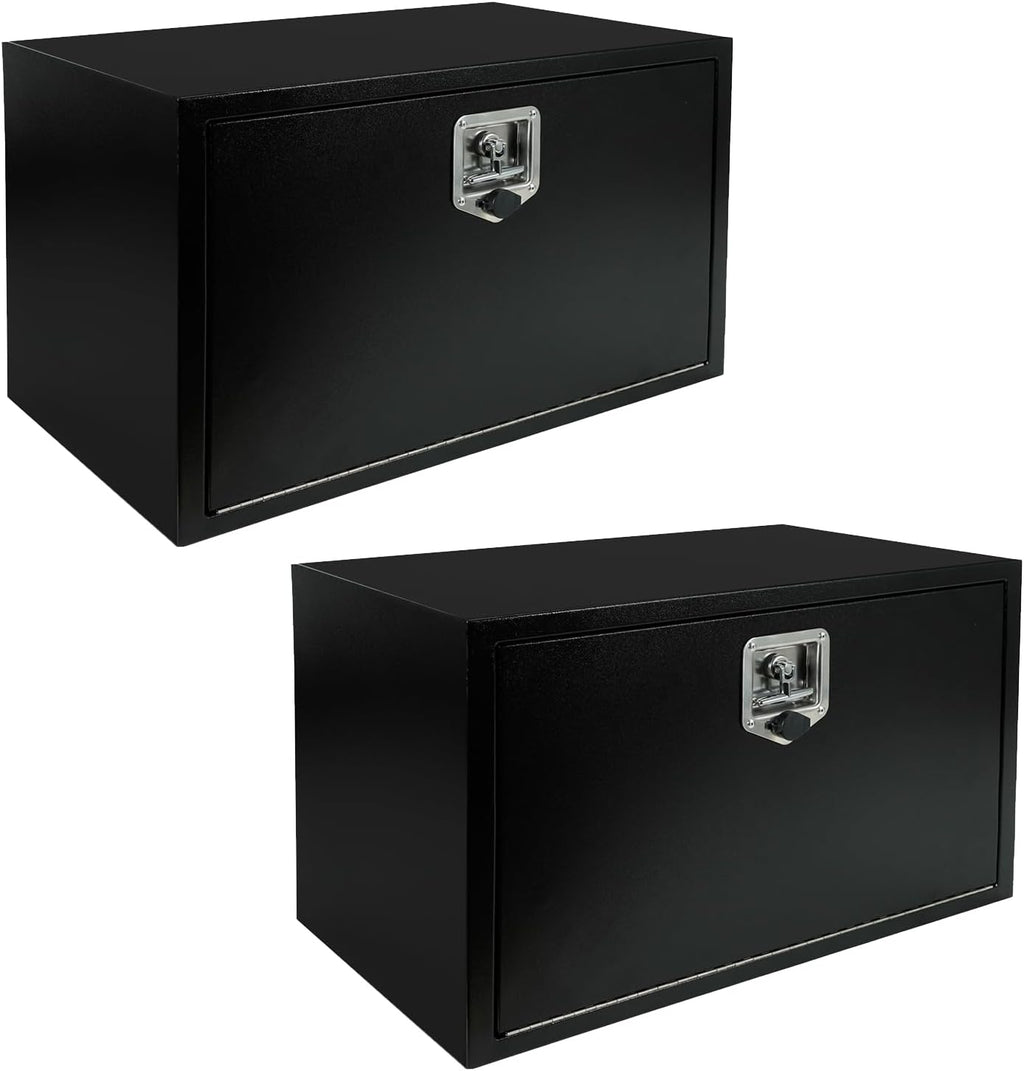 30 Inch Underbody Tool Boxes 2 Pack, 30'x 18'x 18' Heavy Duty Under Body Steel Toolbox for Truck Storage with T-Handle, Lock and Keys, Black (Pack of 2)