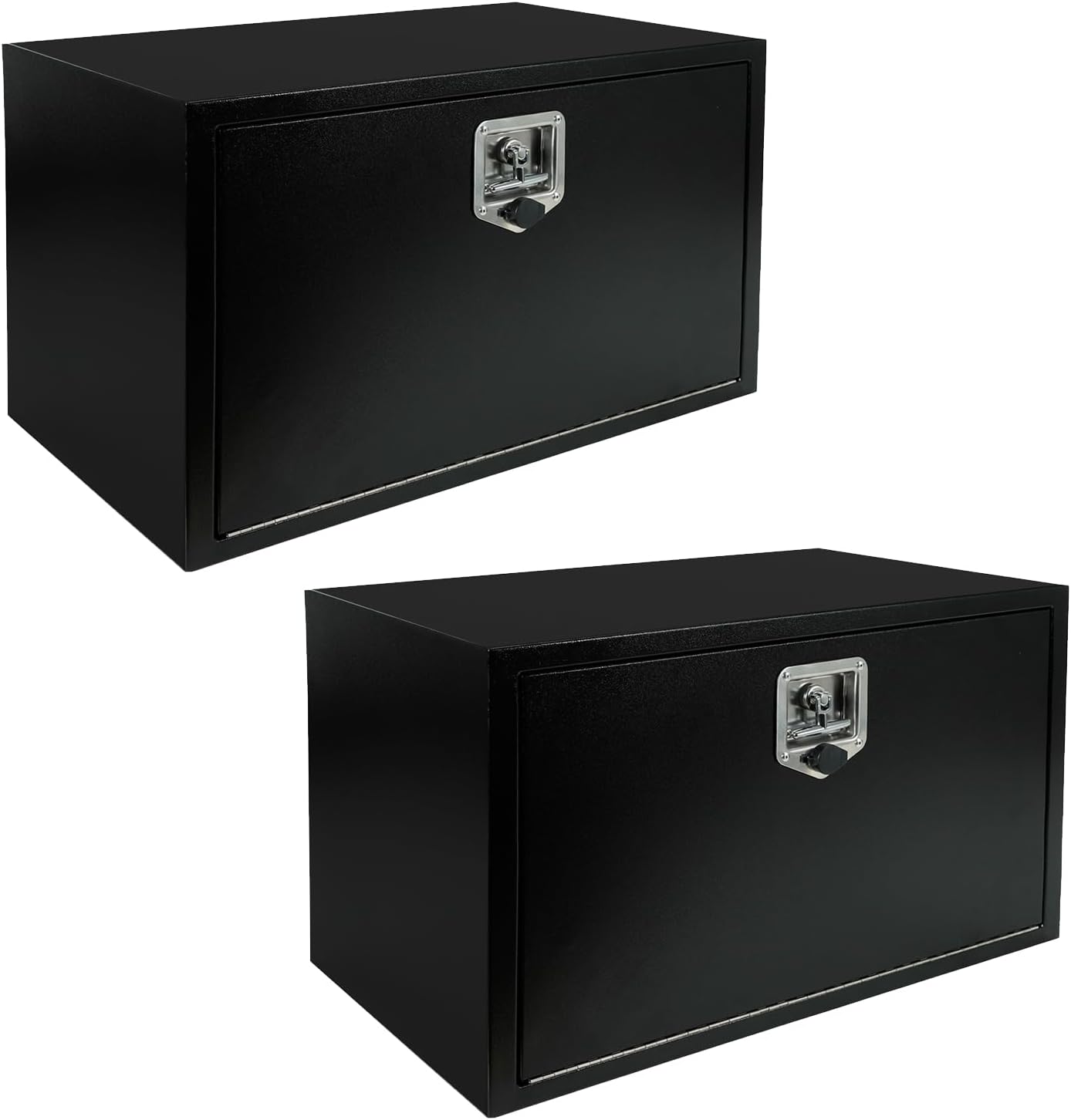 30 Inch Underbody Tool Boxes 2 Pack, 30'x 18'x 18' Heavy Duty Under Body Steel Toolbox for Truck Storage with T-Handle, Lock and Keys, Black (Pack of 2)