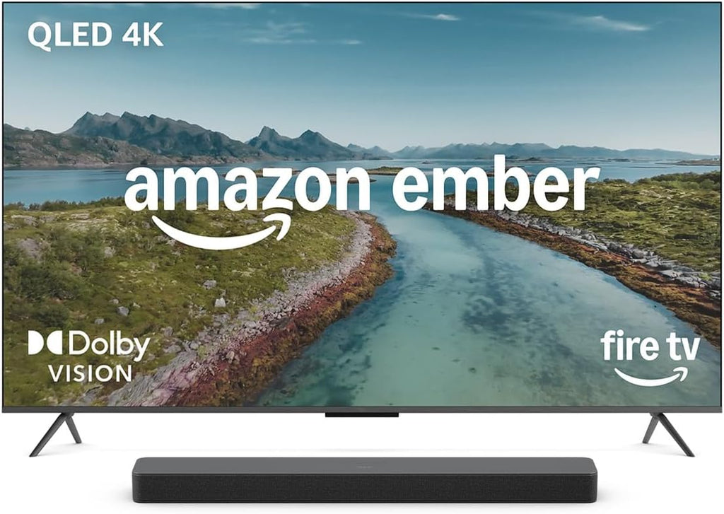 Amazon Ember 75' QLED Series with Fire TV (newest model) with Fire TV Soundbar Plus