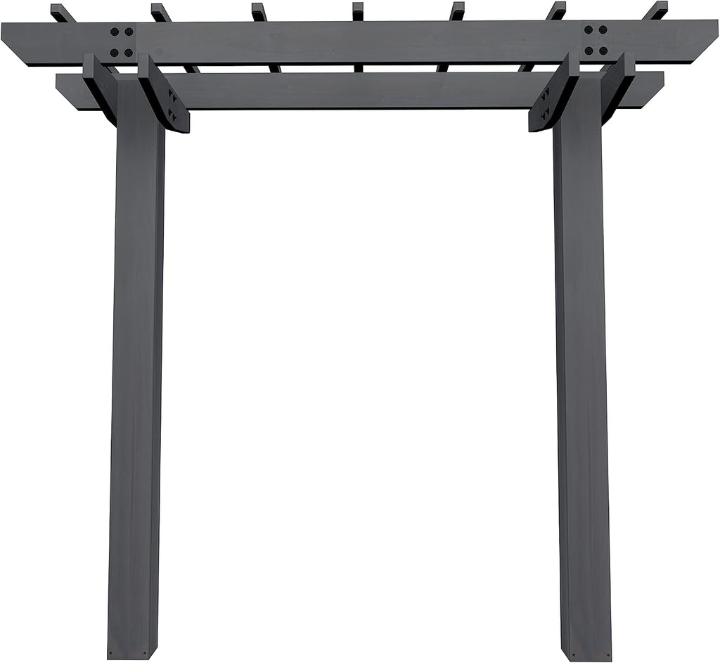 Vita Charcoal Gray Wildwood Cedar Arbor – 72' W x 90' H, Garden Arch for Climbing Plants, Wedding Ceremony & Backyard Décor, Durable Two-Post Trellis, Easy Assembly, for Parties & Celebrations
