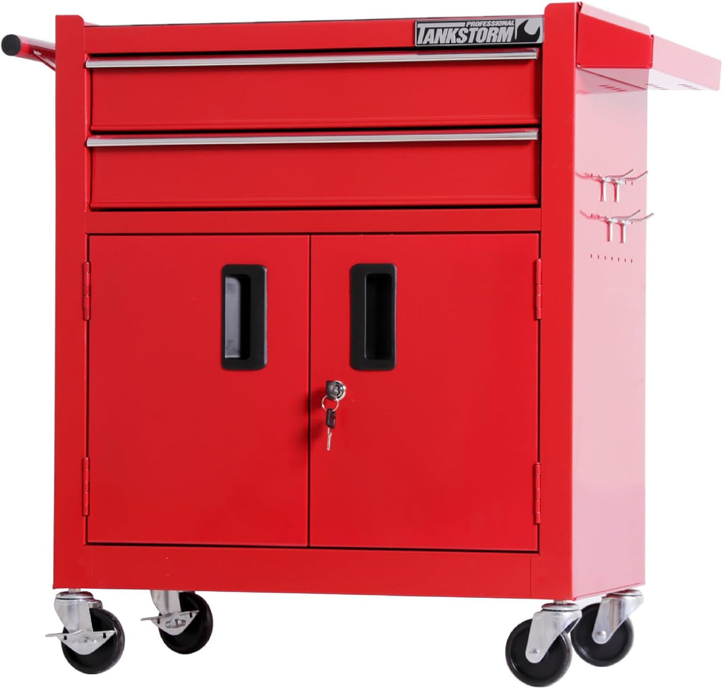 Tool Chest Heavy Duty Cart Steel Rolling Tool Box with Lockable Doors (TZ12 Red)