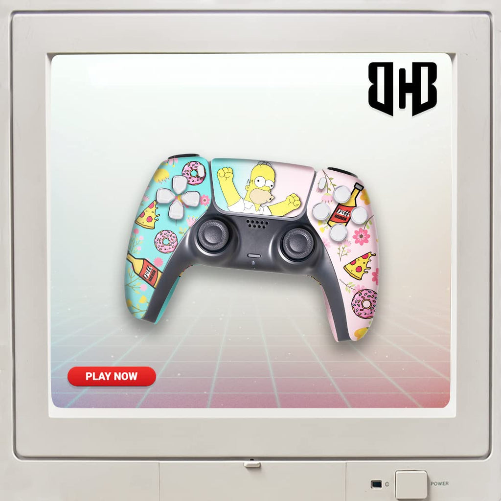 Simpsson Custom PS-5 Controller Wireless compatible with Play-Station 5 Console by BCB Controllers | Proudly Customized in USA with Permanent HYDRO-DIP Printing (NOT JUST A SKIN)