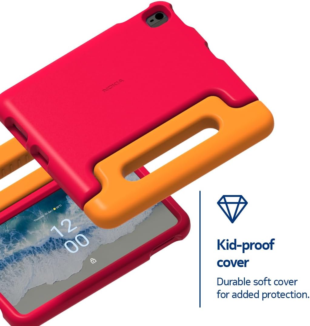 Nokia T10 Kids Edition | Included Case | Android 12 | 8-Inch Screen | Tablet | US Version | 4/64GB | 8MP Camera | Orange/Red