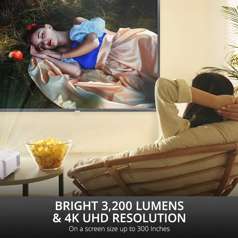 ViewSonic PX701-4K 3200 Lumens 4K Projector, 240Hz and HDR Support for Smooth Home Entertainment, 1.1x Optical Zoom, Auto V-Keystone, and H/V Keystone for Flexible Setup, and Dual HDMI Inputs