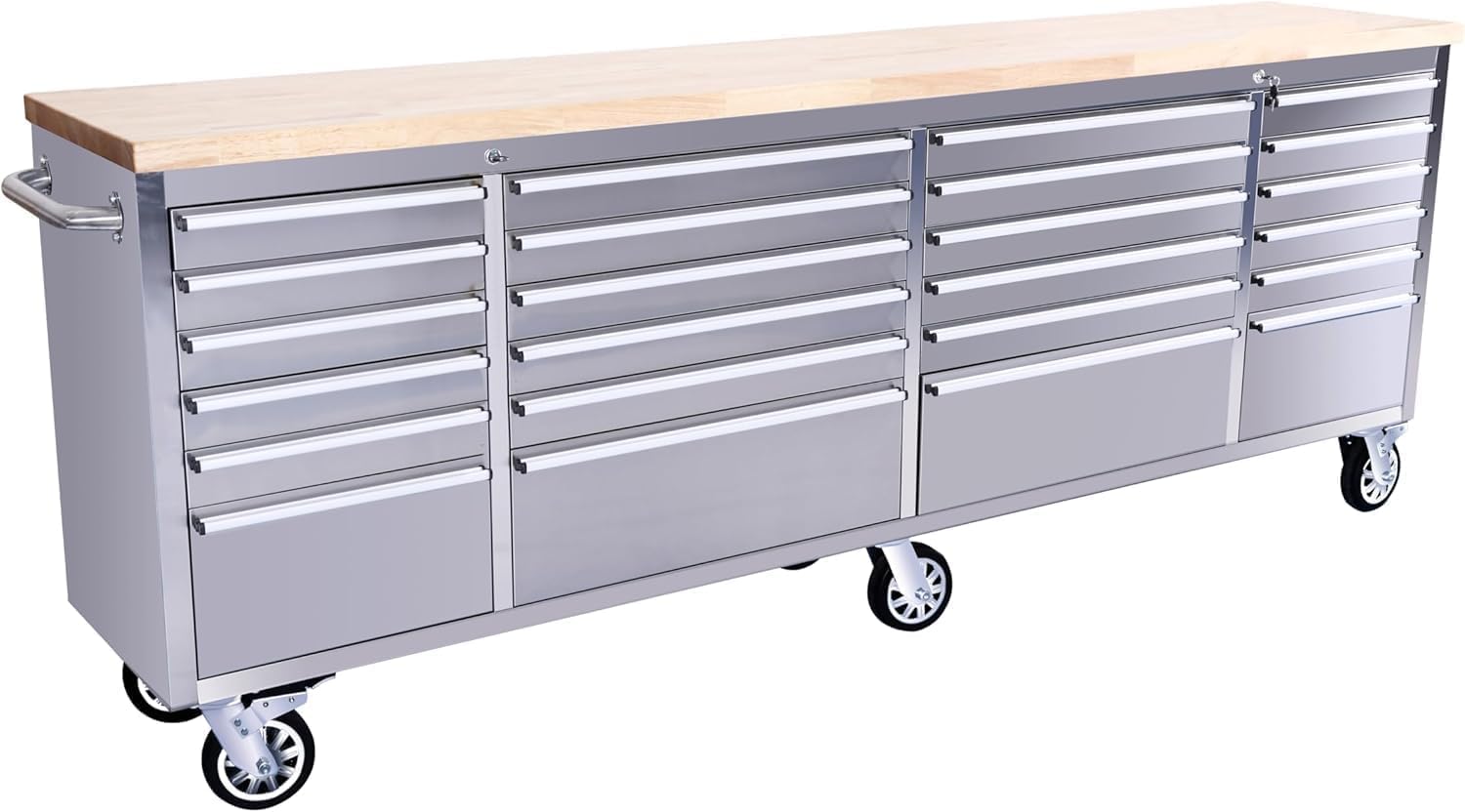 GarveeTech 96 inch Tool Chest, Tool Box Mobile 24 Drawers Storage Rolling Cabinet with Wheels Lock Key Locking System Drawer Liners for Garage Warehouse Repair Shop