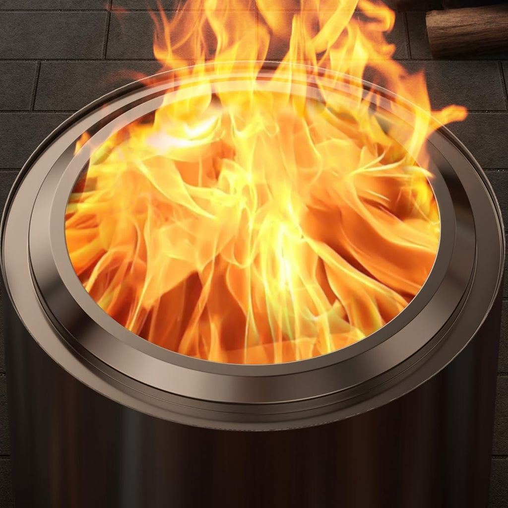 Panovue 22 inch Smokeless Fire Pit with Waterproof Cover, Stainless Steel Outdoor Smokeless Firepit, Wood Burning Fire Pits for Camping, Bonfire,Low Smoke Firepit for Outside[Slivery]