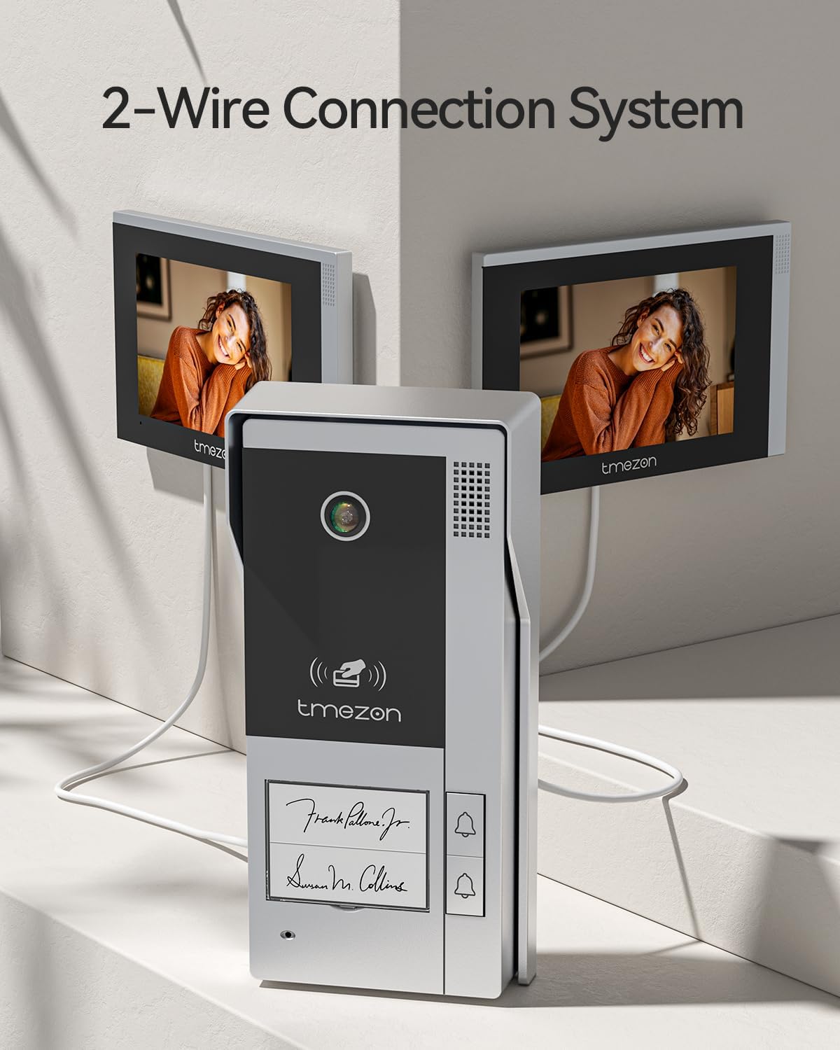 TMEZON Wireless WiFi Video Doorbell Intercom System 2 Unit and Monitor Door Phone IP 4 Wire 7 Inch Entry 1080P Camera Night Vision,Support Remote Unlock Door Release,Snapshot,Tuya