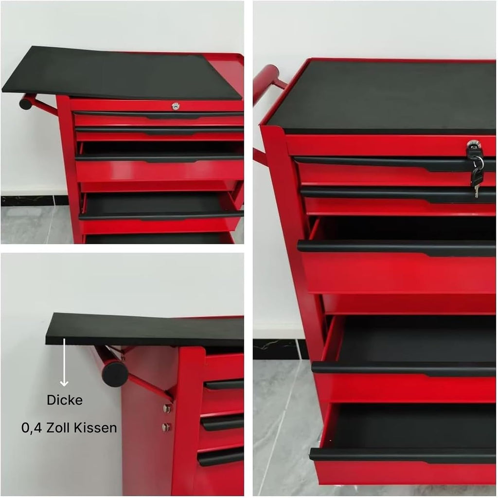 Tool Cabinet Tool Cart 24.2inch with 6 Drawers and Wheels, Metal Rolling Tool Box Locked Drawers Storage Organizer Cabinet Suitable for Garage, Warehouse, Repair Shop, Workshop