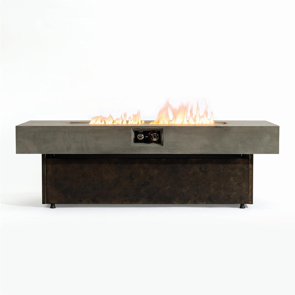 Outdoor Fire Pit Table Propane Gas Fire pits Outdoor Fireplaces 54'' Rectangular Firepit Table, 50,000 BTU Fire Table for Patio Set, Three Options of Assembled Hight Grey.