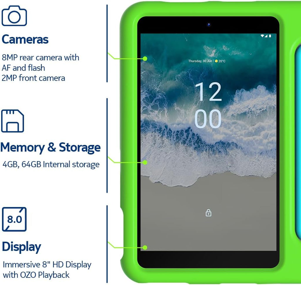 Nokia T10 Kids Edition | Included Case | Android 12 | 8-Inch Screen | Tablet | US Version | 4/64GB | 8MP Camera | Orange/Red