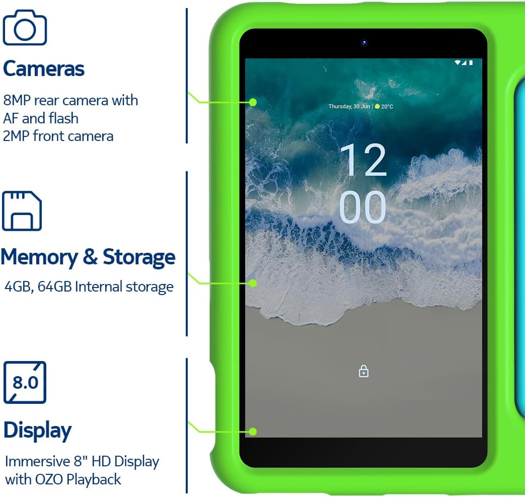 Nokia T10 Kids Edition | Included Case | Android 12 | 8-Inch Screen | Tablet | US Version | 4/64GB | 8MP Camera | Orange/Red