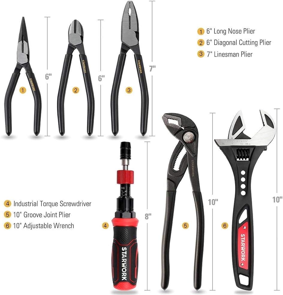 STARWORK TRUE MECHANIC™ 313-Piece Mechanics Tool Set and Socket Set, Professional SAE/Metric