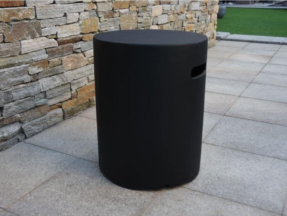 AMS Fireplace | Elementi 20lb Propane Tank Cover (Cylinder - Dark Grey) | Handcrafted Glass-Fiber Reinforced Concrete, Dark Grey Color, Round Shape, Size - 15.7 x 15.7 x 20 inches | Use as End Table