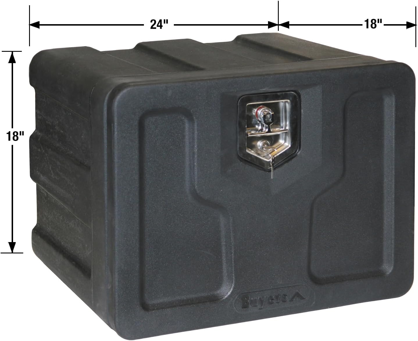 Buyers Products 1717100 Poly Truck Box, 18x 18x 24 Inches, Black - Surface & Underbody Mounted Truck Tool Box with Lockable T-Latch, Lightweight & Weatherproof, Great for ATVs & UTVs, Made in the USA