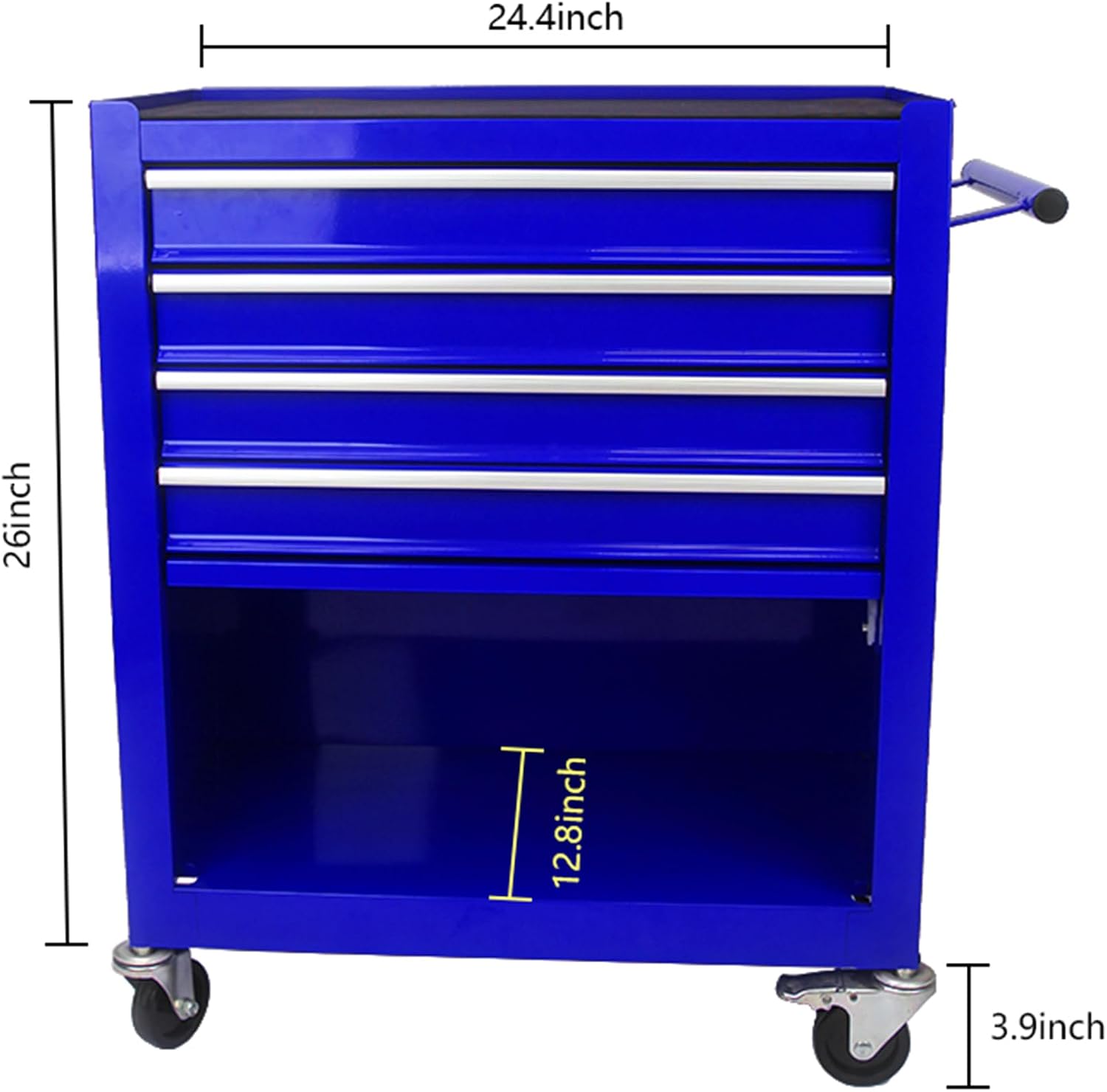 4 Drawers Rolling Tool Chest Cart. Tool Storage Cabinet with 4 Wheels.Tool Cabinet Trolley with Locking System and Drawer Liners.Tool Storage Cart for Garage,Workshop.Toolbox Cart-Blue Plus