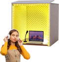 Desktop Soundproof Cover, 80*80*80CM Portable Soundproof Booth Recording Vocal Booth Box Isolation Shield for Microphone Recording Equipment Podcasts Singing Gaming and Broadcasting ( Color : Yellow )