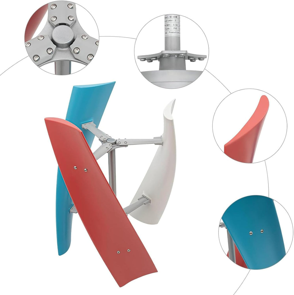 Wind Turbine Generator Kit, 400W 12V Wind Generator for Home Use with Controller, Vertical Axis Wind Turbine for Marine RV Home,24V