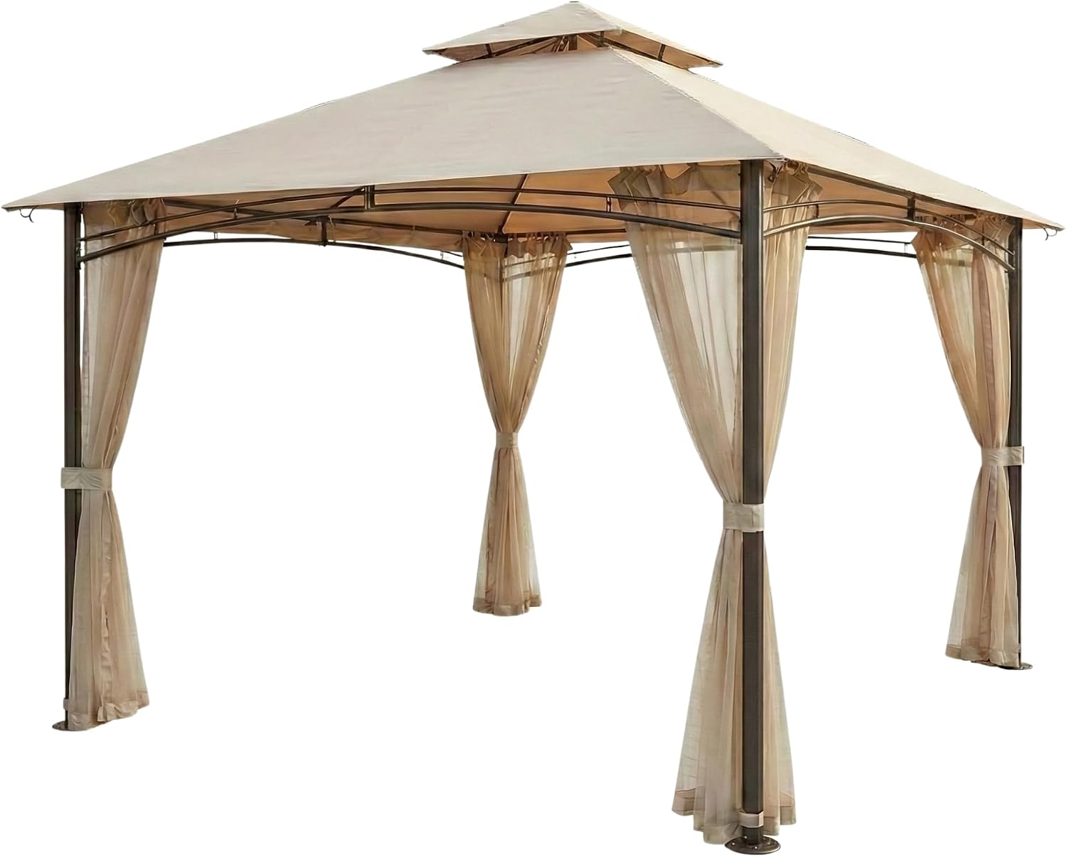 Garden Winds Reinforced RipLock 350 Replacement Canopy Top and Netting Set Compatible with Waterford 13' X 10' Gazebo Model 5LGZ6526-V5 - Beige
