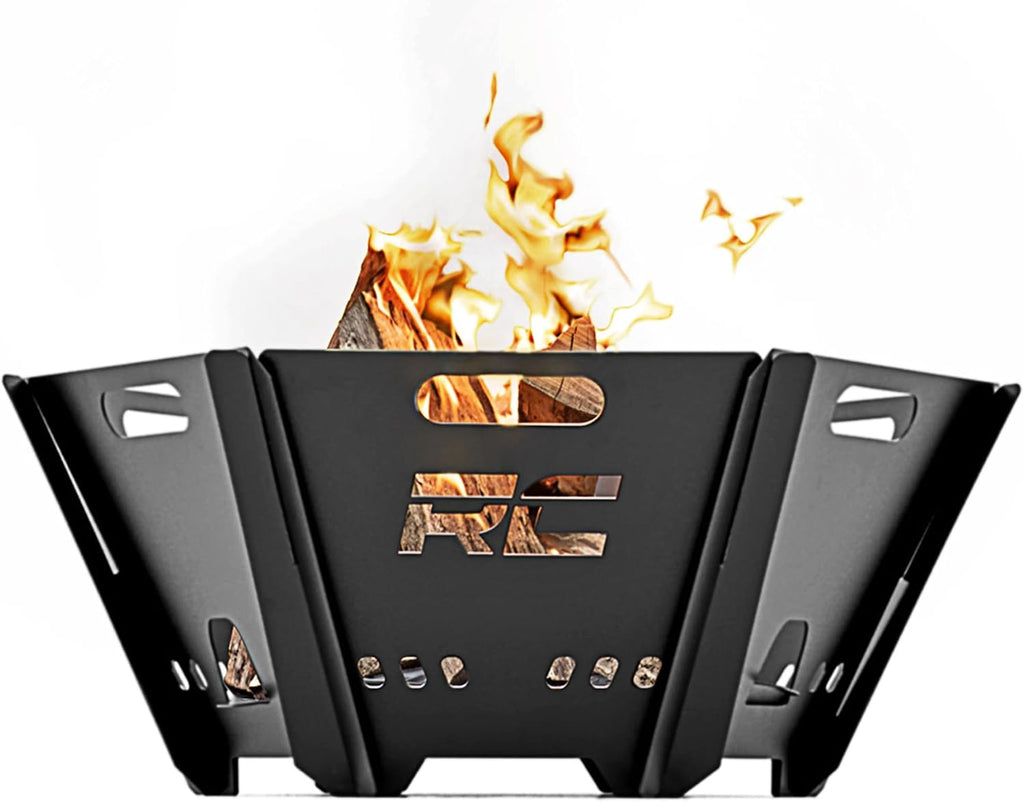 Rough Country Portable Fire Pit for Camping with Carry Bag - Heavy-Duty Steel, Quick Tool-Free Setup, Outdoor Collapsible Fire Pit for Overland, Tailgating & Backyard Use
