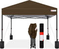 Best Choice Products 12x12ft Pop Up Canopy Tent, Outdoor Shade, 1 Person 1 Minute Set Up, Carry Case, 4 Weight Bags - Brown