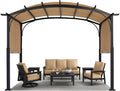 MASTERCANOPY 10x10ft Outdoor Retractable Pergola with Sun Shade Canopy Patio Metal Garden Pergola,Beige