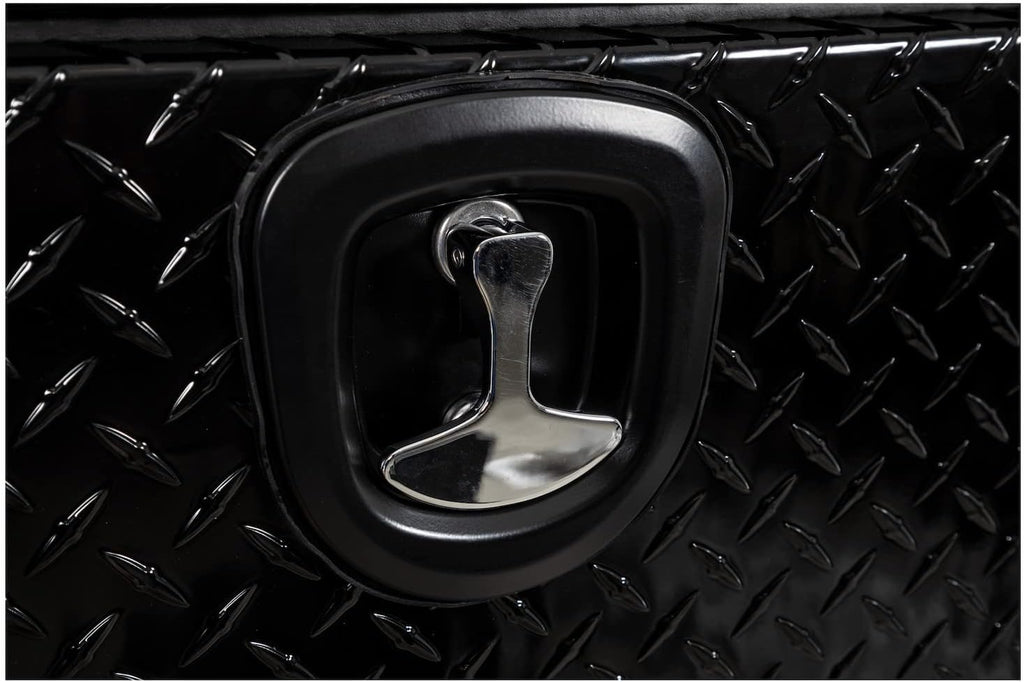 Buyers Products 1721565 Black Aluminum Diamond Tread Topsider Truck Box With Drop Door, 90x18x16 Inch, Weather Resistant, Locking Compression Latch, No Drill Install, Made in USA