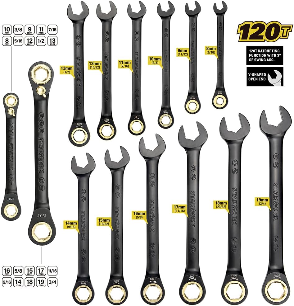 STARWORK TRUE MECHANIC™ 313-Piece Mechanics Tool Set and Socket Set, Professional SAE/Metric