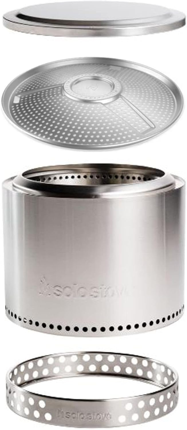 Solo Stove Bonfire Essential with Pellet Adapter Bundle | Smokeless Portable Stainless Steel Fire Pit with Stand,Lid, Carry Case, Removable Ash Pan & Pellet Adapter | Ideal for 4–6 People