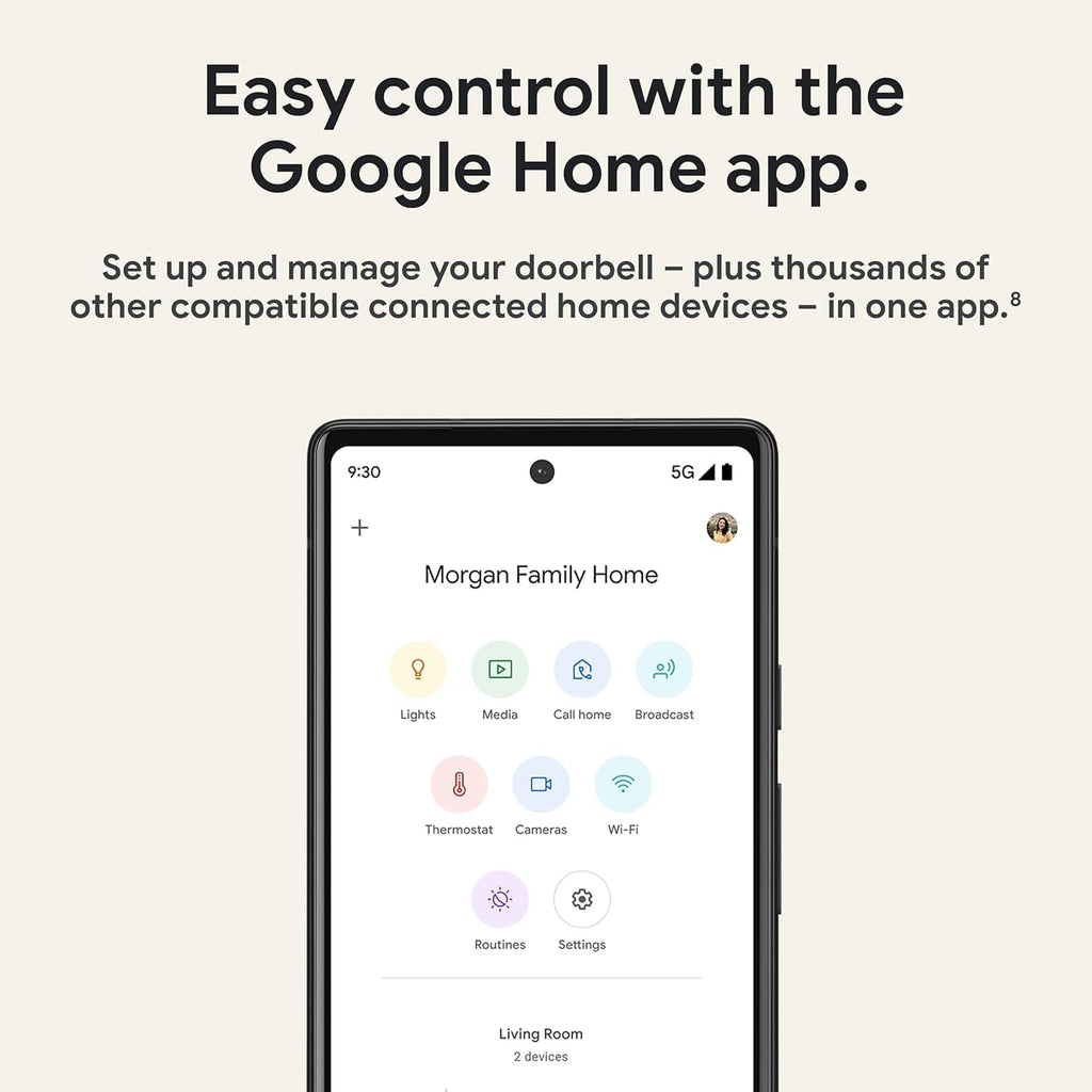 Google Nest Doorbell (Wired, 2nd Gen - Pro Version) - Wired Video Doorbell Camera - Doorbell Security Camera - Non-Retail Packaging - Snow