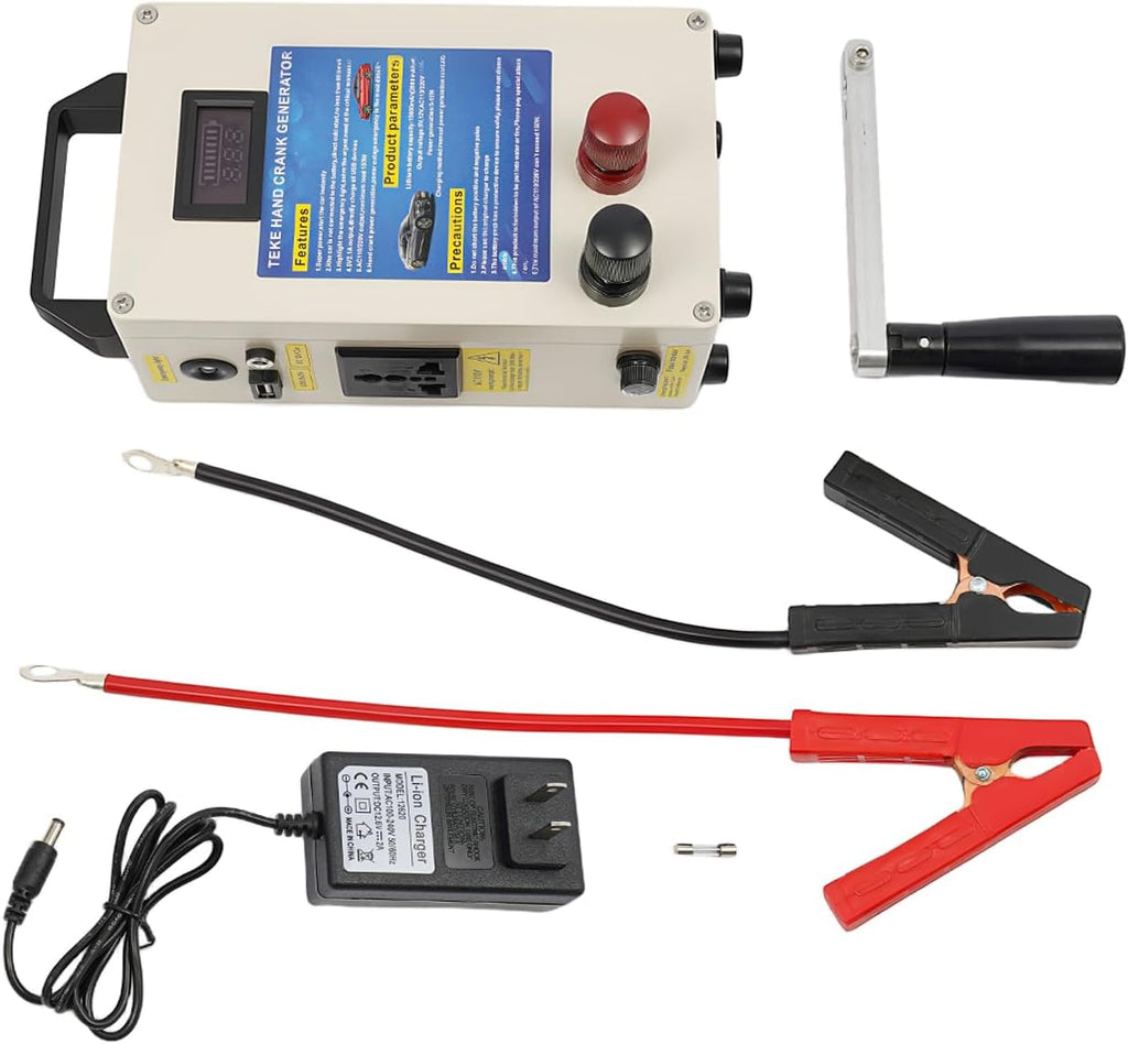 15W Hand Crank Generator, 110V Portable Hand Crank Dynamo Generator Manual Power Supply Emergency Charger Emergency Survival Power Energy w/LED for Field Operations Field Trips Rescue Operations