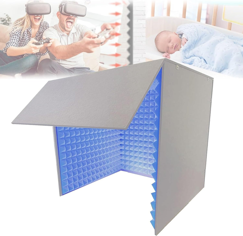 Portable Vocal Booth, Removable Sound Isolation Room, Desktop Soundproof Cover, for Microphone Recording Equipment Podcasts Singing Gaming and Broadcasting (Blue)