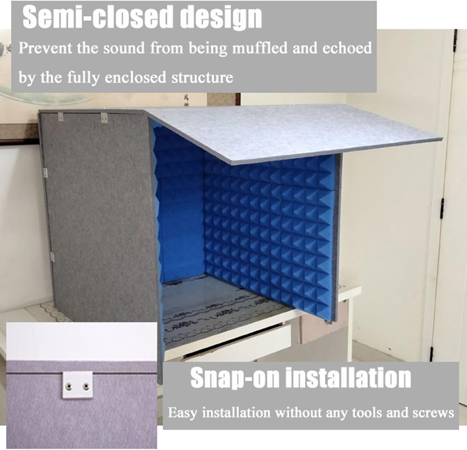 WORDFUN Sound Isolation Room for Home Studio, Microphone Foam Booth Cube, Portable Vocal Booth for Recording, Desktop Soundproof Cover, for Recording Podcasts Singing Gaming